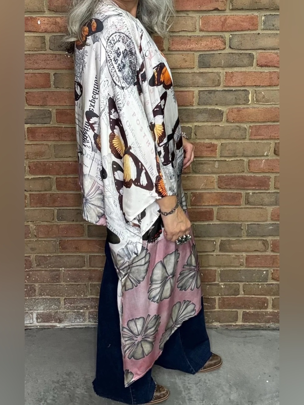 NWT A Rare Bird Silk Butterfly Kimono O/S - Picture 4 of 5
